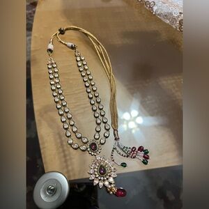 Unique Vintage Gold and Red Necklace, plus free pieces